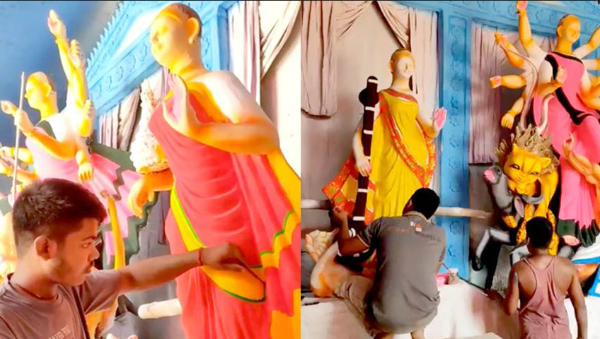 দিনাজপুর জেলায় ১২৮২ মন্ডপে দুর্গাপূজার আয়োজন, চলছে মন্ডপে মন্ডপে প্রতিমা তৈরির কাজ