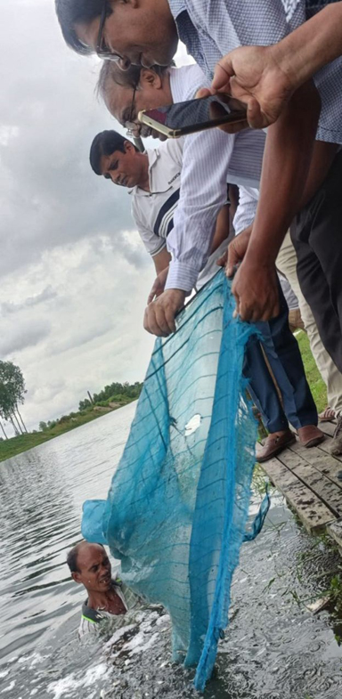 বীরগঞ্জ ঢেপা নদীর উন্মুক্ত জলাশয়ে পোনামাছ অবমুক্ত করলো দিনাজপুর এক্স-ক্যাডেটস্ এসোসিয়েশন