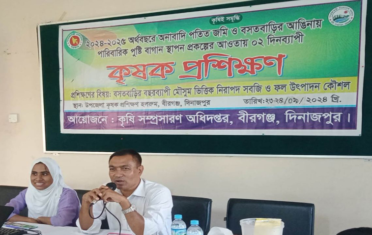 বীরগঞ্জে মৌসুম ভিত্তিক নিরাপদ সবজি ও ফল উৎপাদন কৌশল প্রশিক্ষণ 
