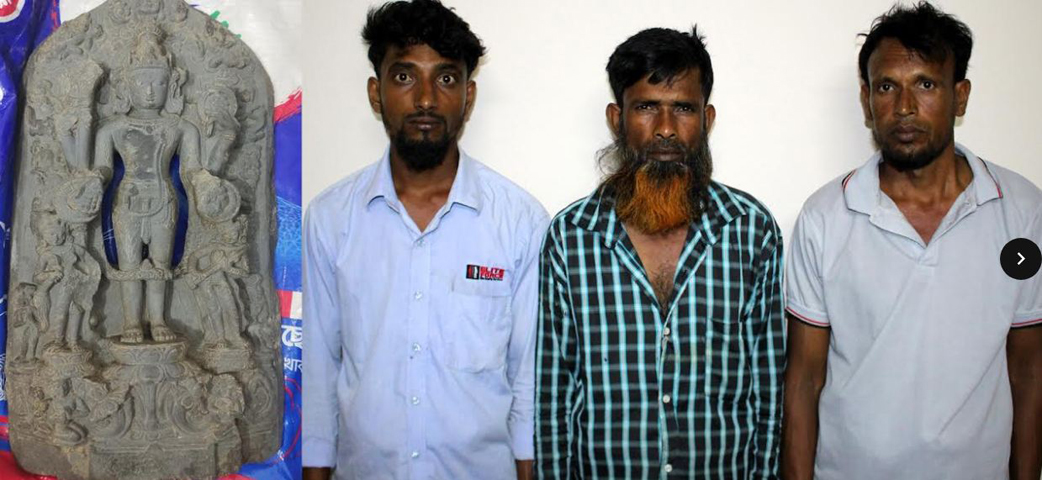 বগুড়ার ২৯ কেজি ওজনের বিষ্ণুমূর্তি উদ্ধার, গ্রেফতার ৩