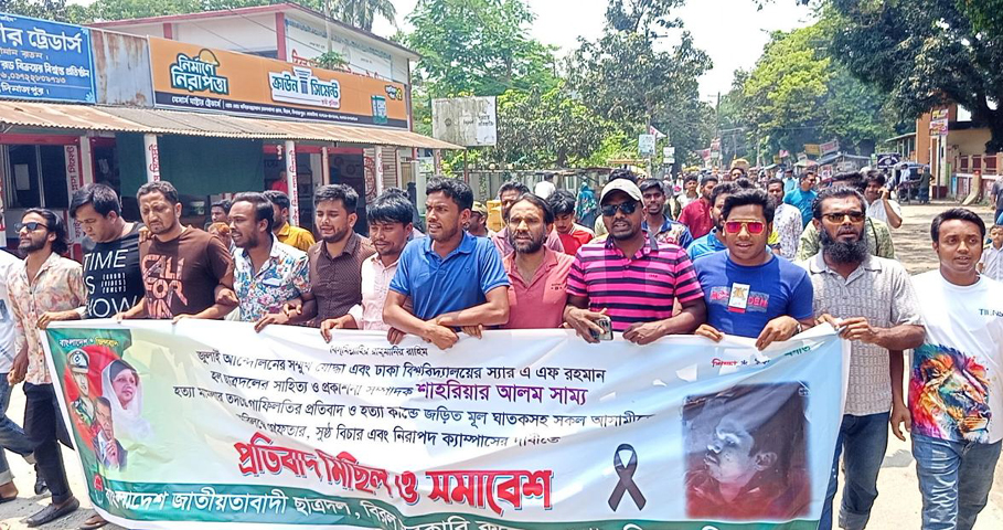 বিরলে ছাত্রদলের প্রতিবাদ মিছিল অনুষ্ঠিত