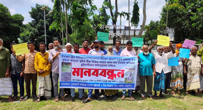 প্রতারিত হয়ে ঠাকুরগাঁওয়ে  ক্ষতিগ্রস্ত কৃষকদের মানববন্ধন
