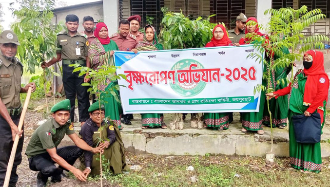 পাঁচবিবি আনসার ও ভিডিপি অফিসের বৃক্ষরোপণ