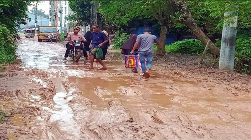 আদমদীঘির শিয়ালশন-জিনইর কোমরপুর সড়কের বেহাল দশা