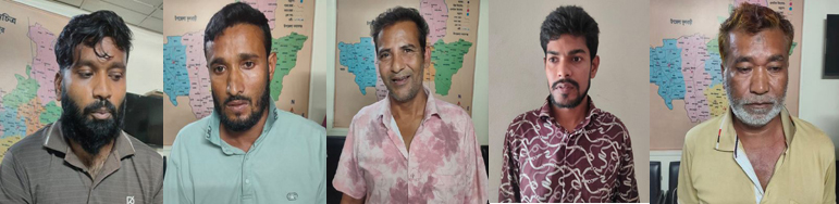 বিরামপুরে ছিনতাই করা প্রাইভেটকার বিক্রয়ের সময় আওয়ামীগ নেতাসহ আটক-৫