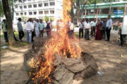 ফুলবাড়ীতে ৩০০মিটার নিষিদ্ধ চায়না দুয়ারী (রিং জাল) জব্দ, আগুনে পুড়িয়ে ধ্বংস