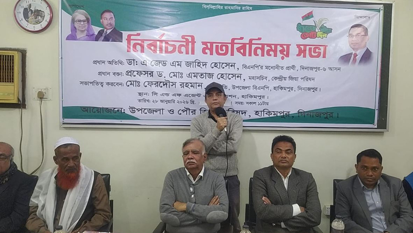 হাকিমপুরে জিয়া পরিষদের উদ্দোগে এয়োদশ জাতীয় সংসদ নির্বাচনী মতবিনিময় সভা হয়েছে