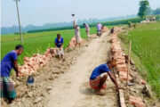 জাতীয় সংসদ সদস্য গোলাম মোহাম্মদ সিরাজ এমপির বরাদ্দে ধুনটে হাঁসখালী–উত্তর কান্তনগর সড়কে ইটের সোলিং