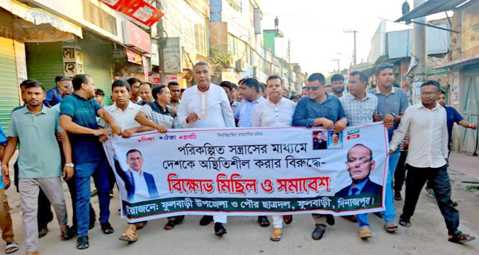 ফুলবাড়ীতে ছাত্রদলের বিক্ষোভ-সমাবেশ মিছিল