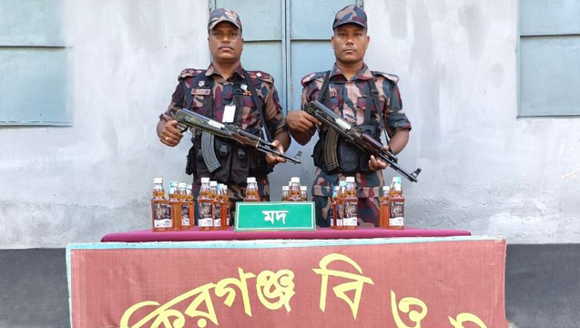 দিনাজপুর ৪২ বিজিবি এর বিশেষ অভিযানে সীমান্তে বিপুল পরিমাণ ভারতীয় মদ উদ্ধার