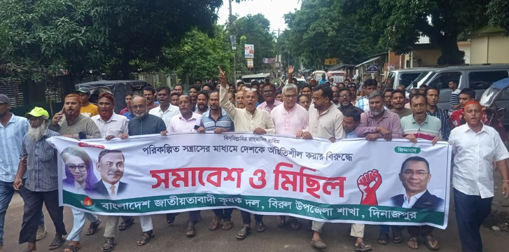 বিরলে কৃষক দলের মিছিল ও সমাবেশ অনুষ্ঠিত