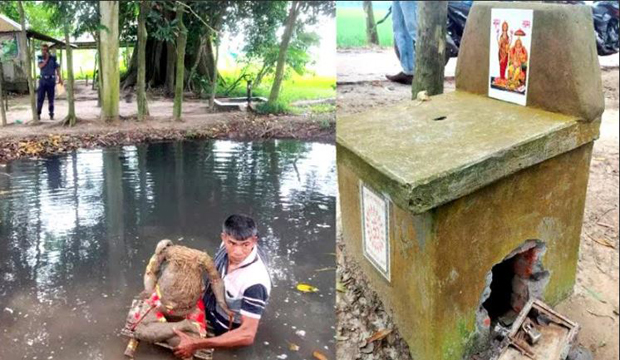 বগুড়ায় কালীমন্দিরের দানবাক্স ভেঙে টাকা লুট, পূজার সামগ্রী চুরি প্রতিমা মিলল ডোবায়–রাস্তার পাশে