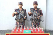 দিনাজপুর ৪২ বিজিবি’র বিশেষ অভিযানে হরিপুর ও পীরগঞ্জ সীমান্তে ভারতীয় মদ ও সিরাপ জব্দ