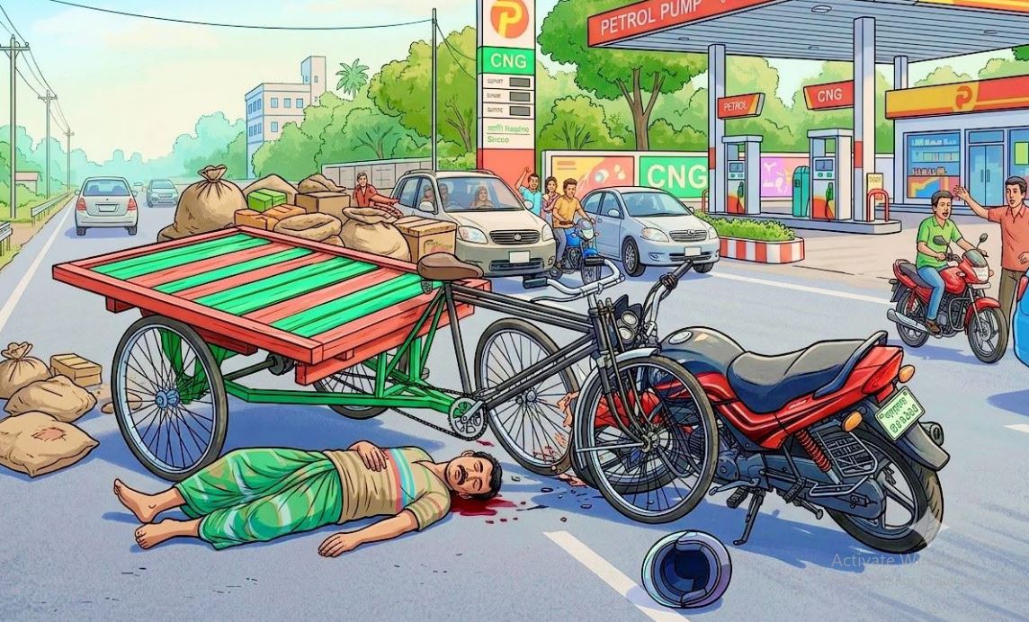 চিরিরবন্দরে বাসের ধাক্কায় মোটরসাইকেল আরোহী নিহত